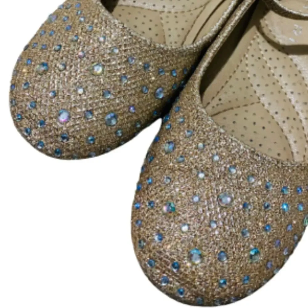 Tahari Toddler Girls Rose Gold Rhinestone Jem Strap Buckle Dress Shoes - Size 10